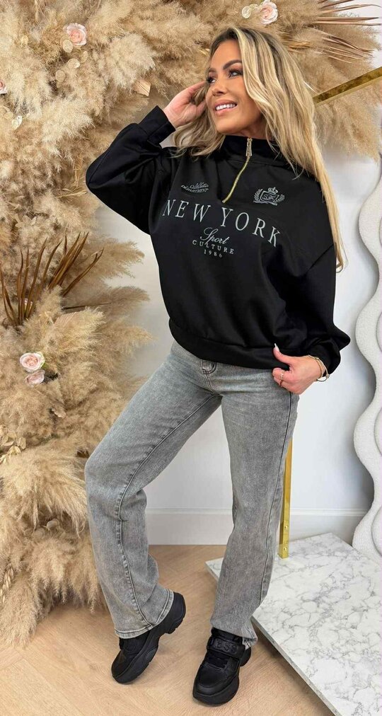 SPORT CULTURE ZIP SWEAT BLACK