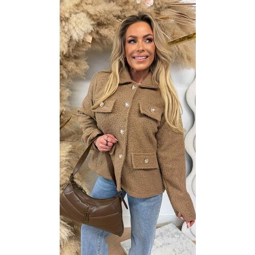 KIKI BUTTON TEDDY JACKET CAMEL KIKI BUTTON TEDDY JACKET CAMEL