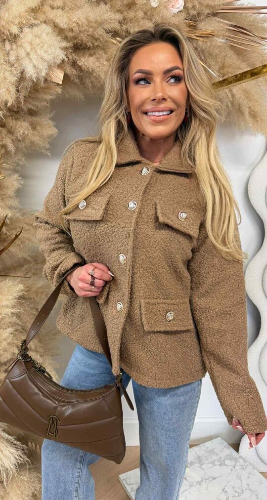 KIKI BUTTON TEDDY JACKET CAMEL