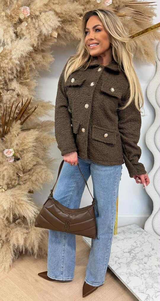KIKI BUTTON TEDDY JACKET CHOCO