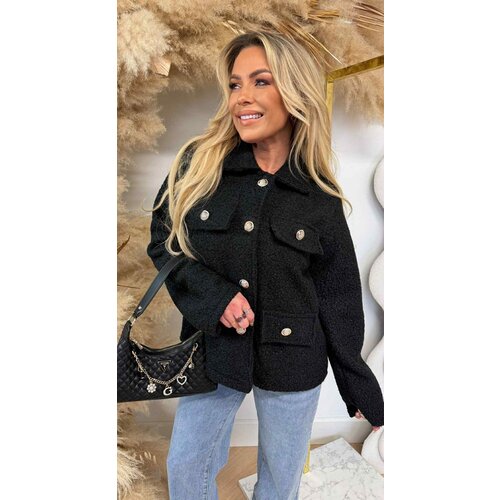 KIKI BUTTON TEDDY JACKET BLACK KIKI BUTTON TEDDY JACKET BLACK