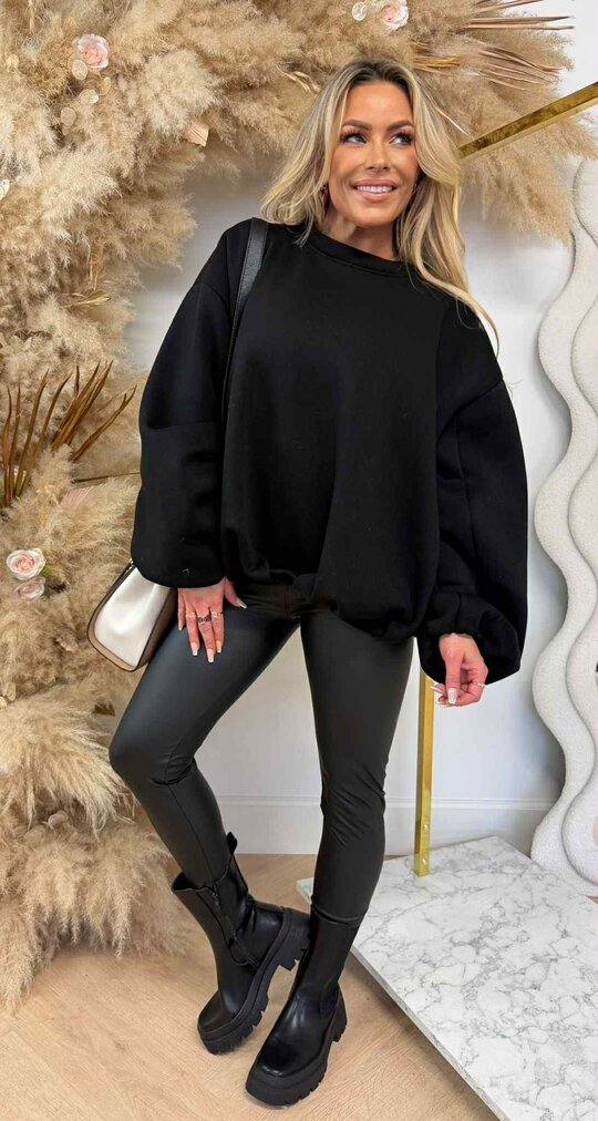 BALLON MOUW FLEECE SWEAT BLACK