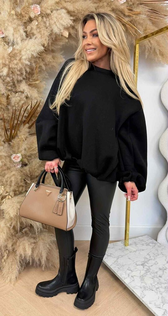 BALLON MOUW FLEECE SWEAT BLACK