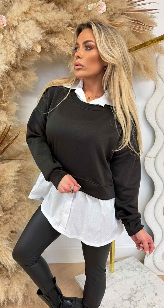 ANNE SWEAT + BLOUSE DARKCHOCO