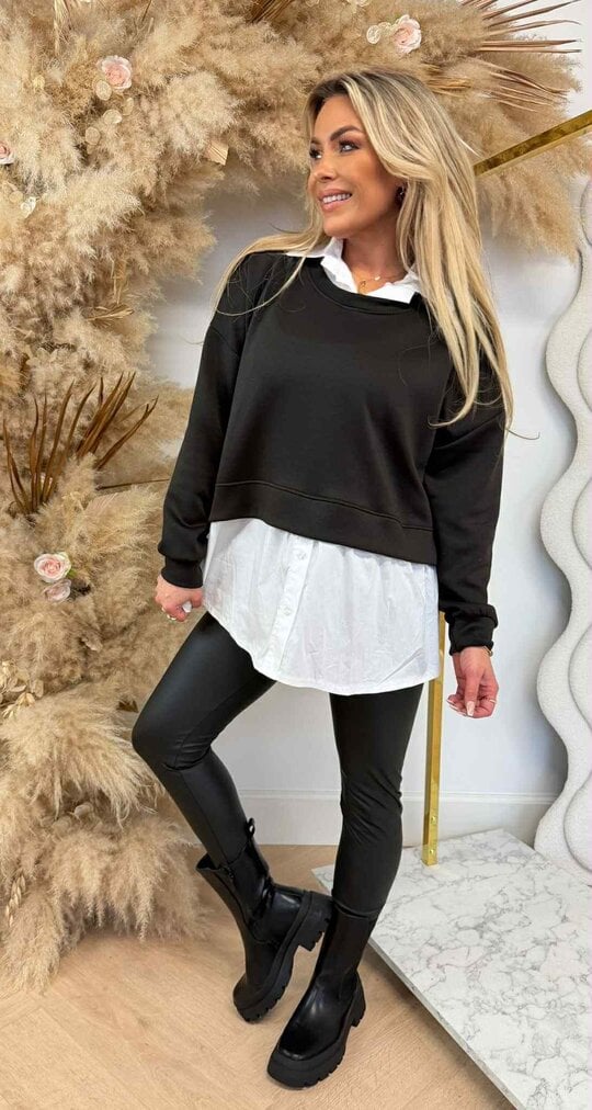 ANNE SWEAT + BLOUSE DARKCHOCO