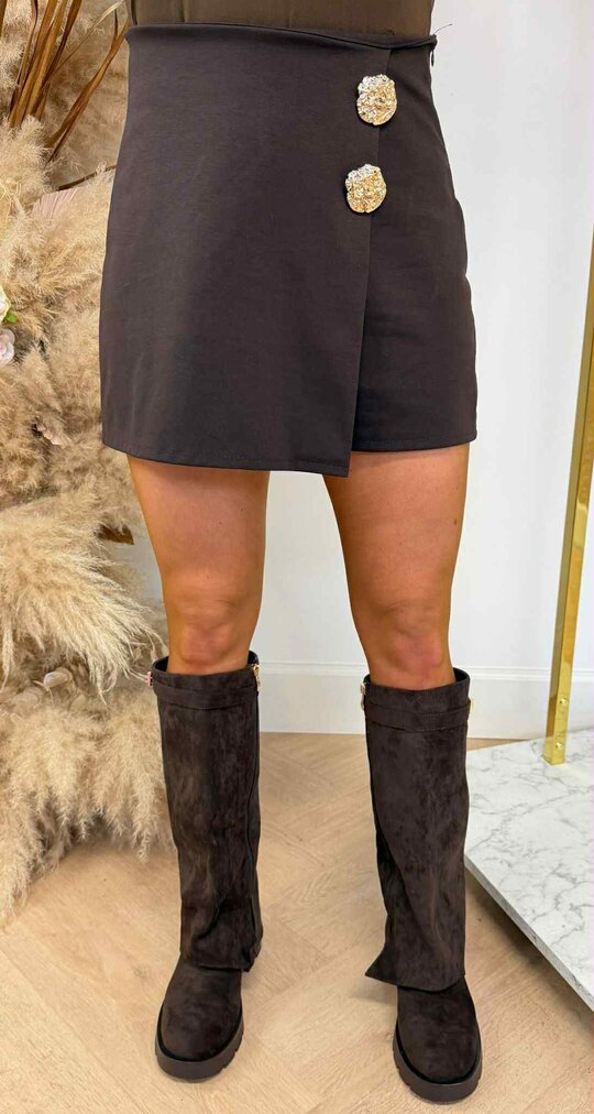 GLAM BUTTON SKORT CHOCO