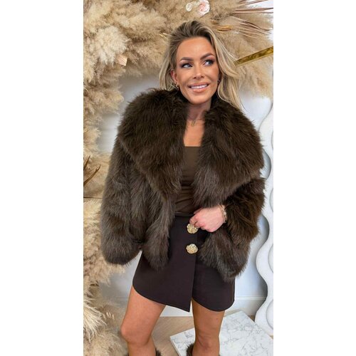 FAUX FUR JACKET 5627 CHOCO FAUX FUR JACKET 5627 CHOCO