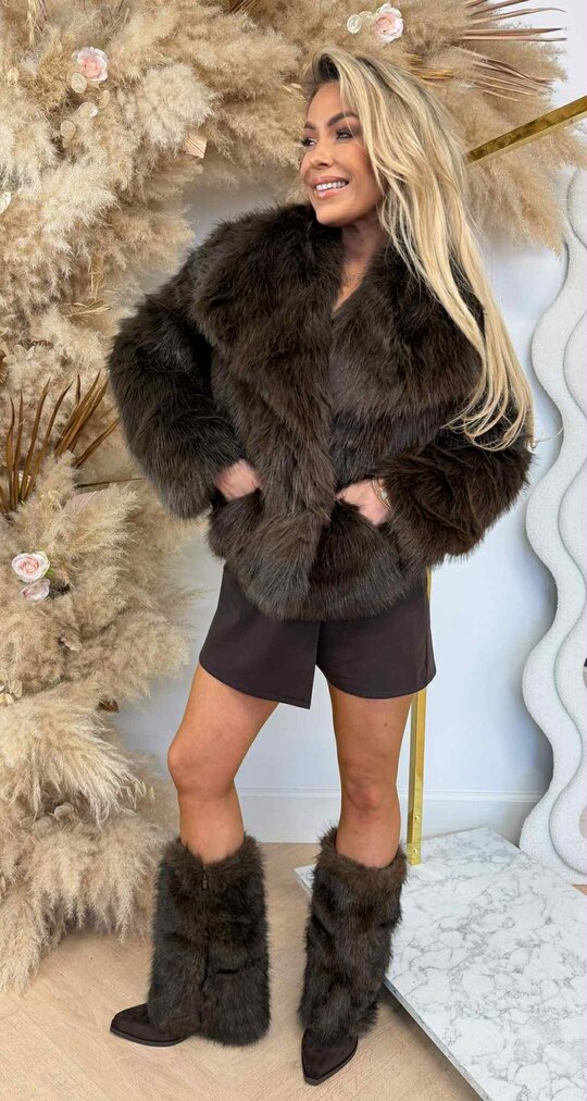 FAUX FUR JACKET 5627 CHOCO