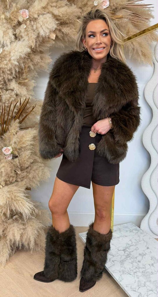 FAUX FUR JACKET 5627 CHOCO