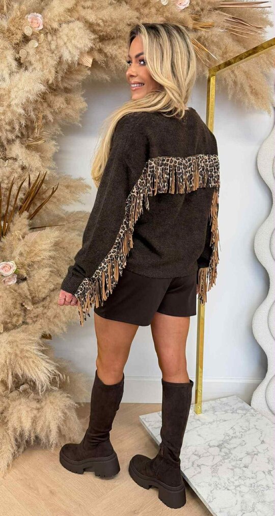 LEOPARD FINGE SWEAT AM861 CHOCO