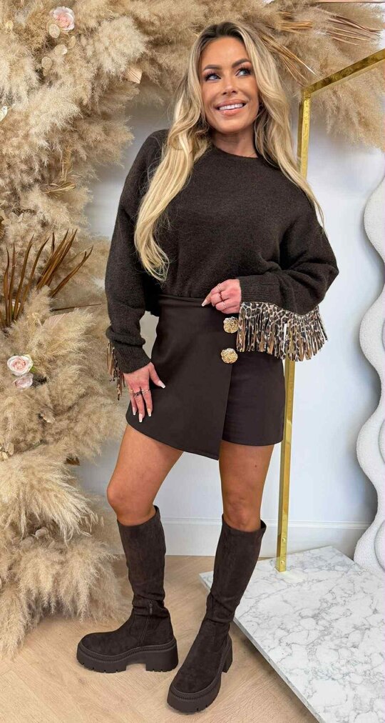 LEOPARD FINGE SWEAT AM861 CHOCO