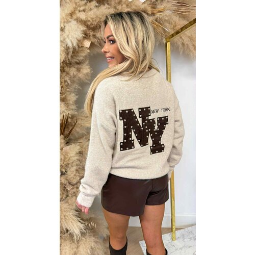 NY STUDDED SWEAT AM863 TAUPE NY STUDDED SWEAT AM863 TAUPE