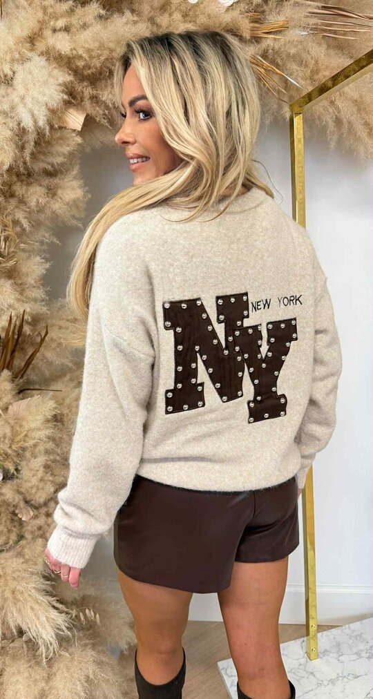 NY STUDDED SWEAT AM863 TAUPE
