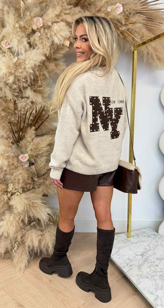 NY STUDDED SWEAT AM863 TAUPE