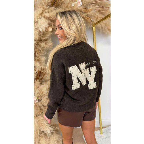 NY STUDDED SWEAT AM863 CHOCO NY STUDDED SWEAT AM863 CHOCO