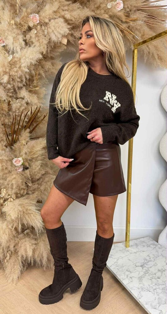 NY STUDDED SWEAT AM863 CHOCO