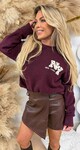 NY STUDDED SWEAT AM863 BORDEAUX