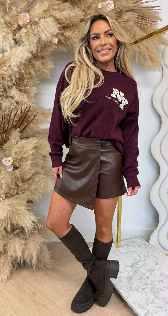 NY STUDDED SWEAT AM863 BORDEAUX