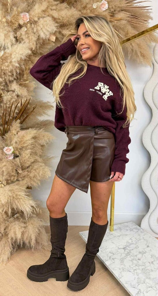 NY STUDDED SWEAT AM863 BORDEAUX