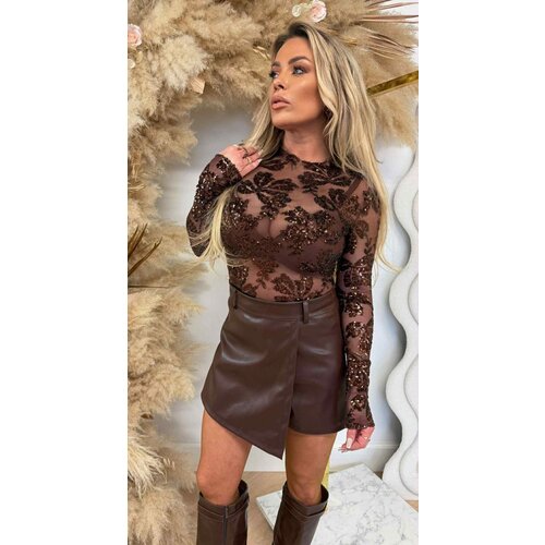 SEQUIN MESH TOP CHOCO SEQUIN MESH TOP CHOCO