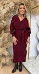 BESTSELLING KNITTED BELT DRESS BORDEAUX
