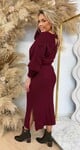 BESTSELLING KNITTED BELT DRESS BORDEAUX
