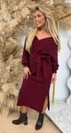BESTSELLING KNITTED BELT DRESS BORDEAUX