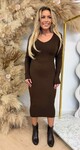 FLEUR RIB DRESS CHOCO