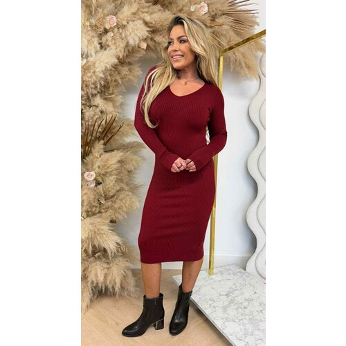 FLEUR RIB DRESS BORDEAUX FLEUR RIB DRESS BORDEAUX