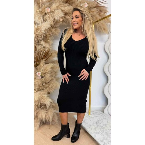 FLEUR RIB DRESS BLACK FLEUR RIB DRESS BLACK