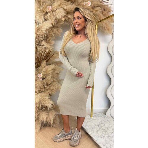 FLEUR RIB DRESS BEIGE FLEUR RIB DRESS BEIGE