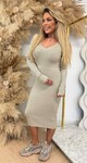 FLEUR RIB DRESS BEIGE