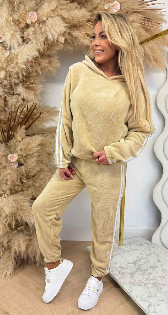 STRIPE TEDDY SET 685 BEIGE