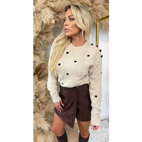 ALL OVER HARTJES SHOULDER SWEAT AM872 TAUPE ALL OVER HARTJES SHOULDER SWEAT AM872 TAUPE