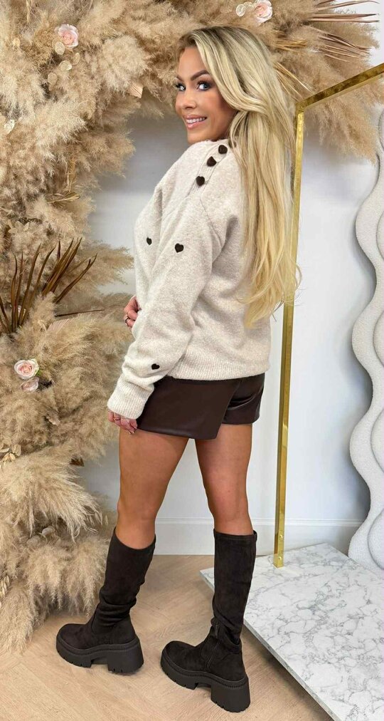 ALL OVER HARTJES SHOULDER SWEAT AM872 TAUPE