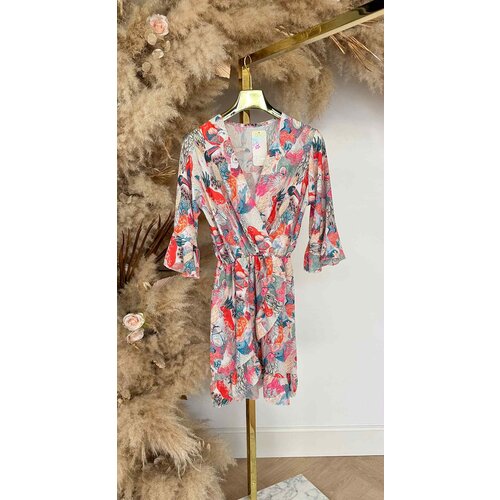 RUFFLY TROPICAL DRESS CORAL RUFFLY TROPICAL DRESS CORAL