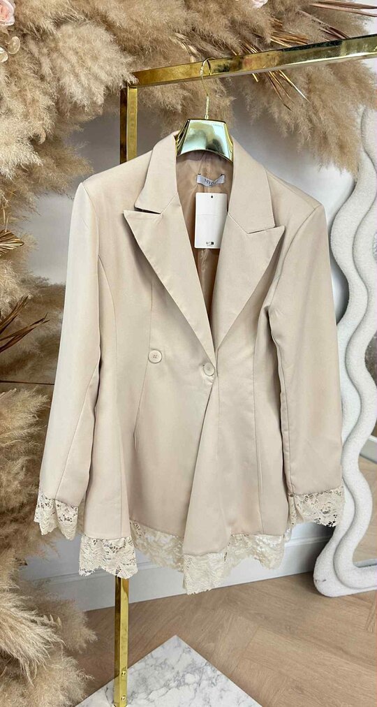 BLAZER KANTEN MOUW BEIGE