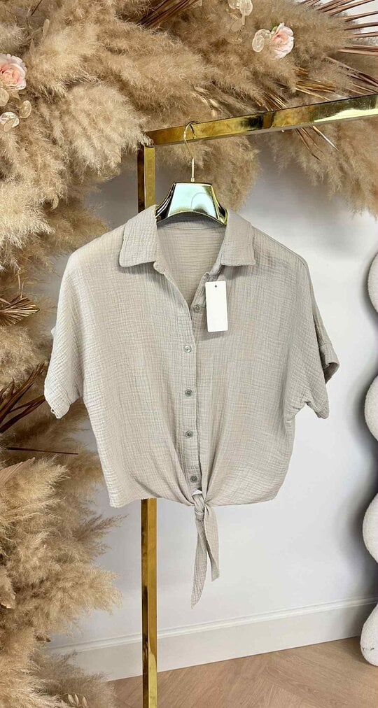 COTTON KNOOP BLOUSE BEIGE