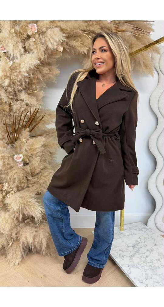 SIMONE BUTTON COAT CHOCO