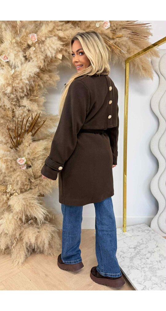 SIMONE BUTTON COAT CHOCO