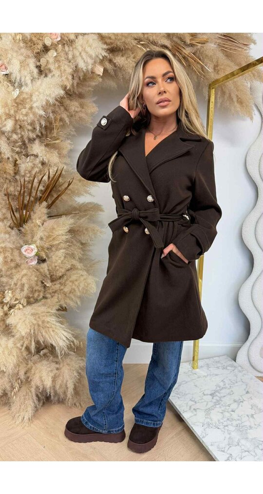 SIMONE BUTTON COAT CHOCO