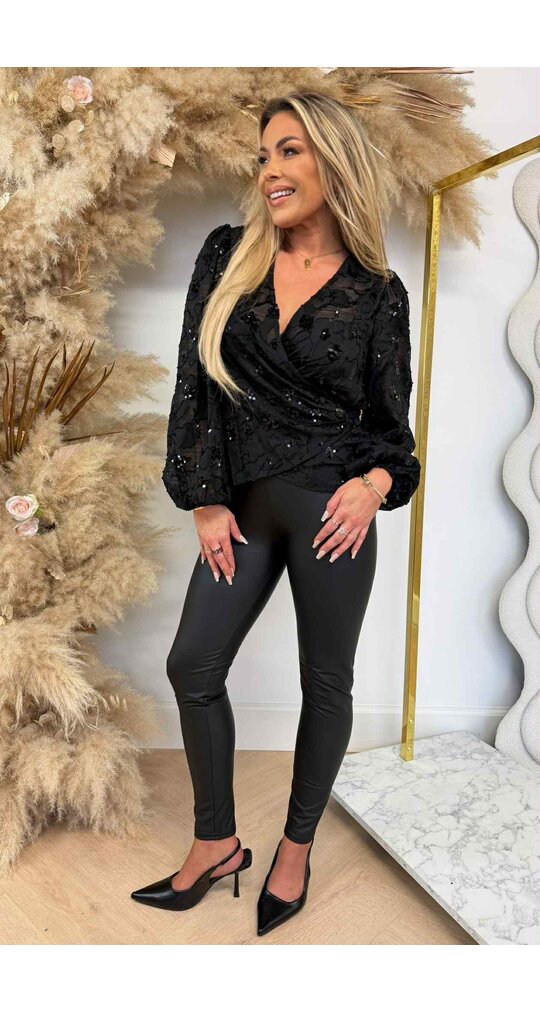 SEQUIN OMSLAG TOP 8866-1 BLACK