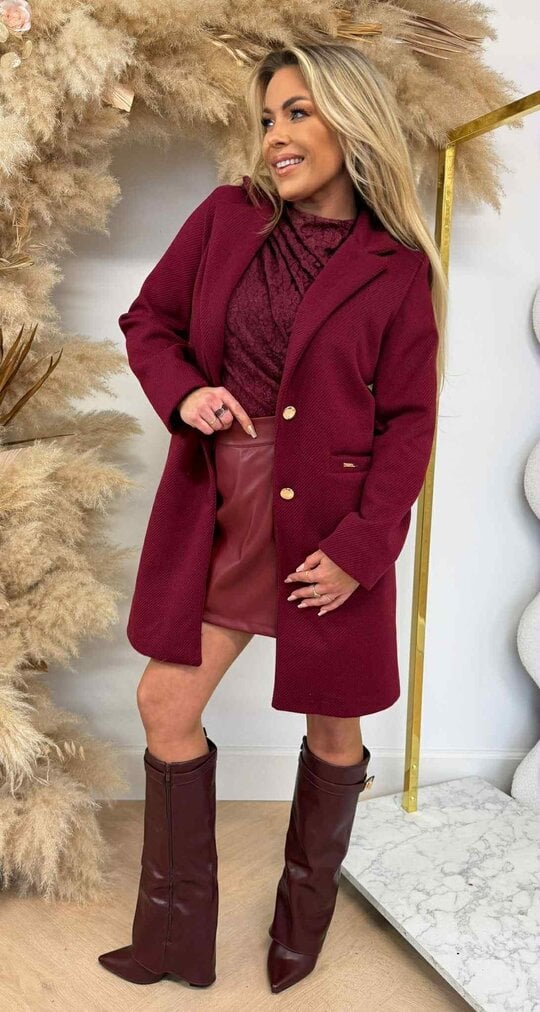 CHIQUE BUTTON TRENCHCOAT BORDEAUX