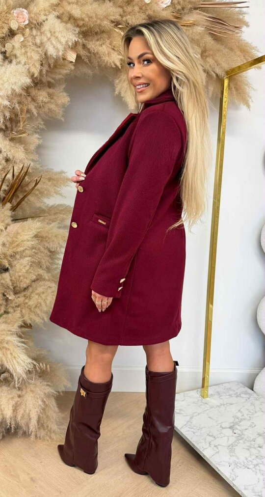 CHIQUE BUTTON TRENCHCOAT BORDEAUX