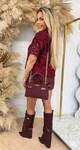 FLORAL SEQUIN MESH TOP BORDEAUX