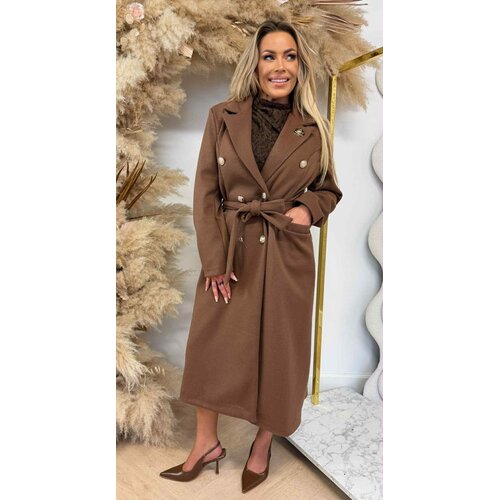 FLOWER FASHION BUTTON COAT BROWN FLOWER FASHION BUTTON COAT BROWN
