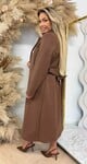 FLOWER FASHION BUTTON COAT BROWN
