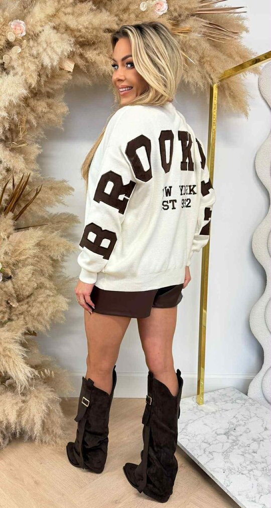 BROOKLYN TEKST SWEAT 3831336 BEIGE