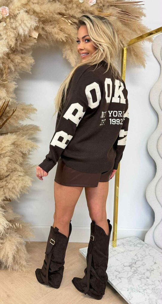 BROOKLYN TEKST SWEAT 3831336 CHOCO
