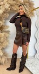 BY SWAN TURTLE NECK BASIC STRETCH TOP 10090 COFFEE